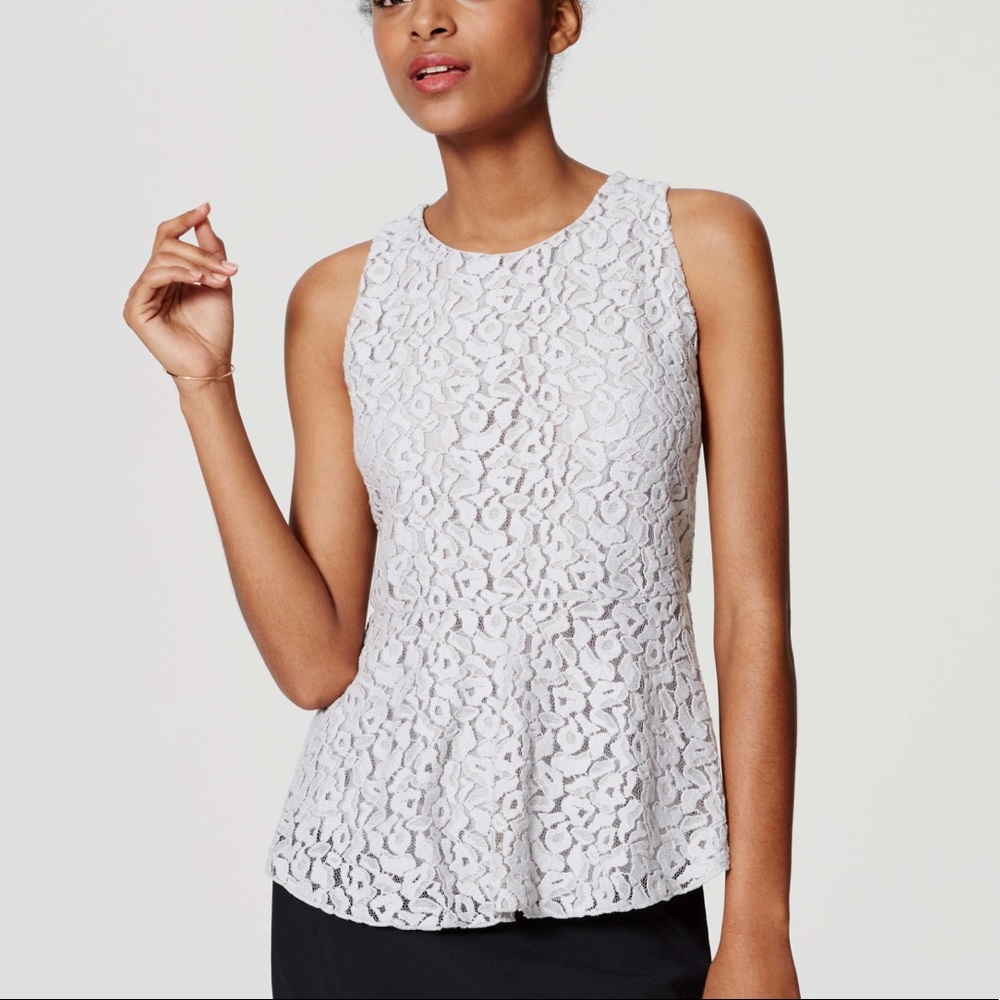 Loft | Lace Overlay Peplum Top
